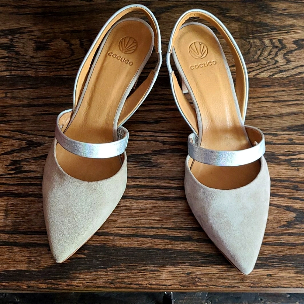 COCLICO Beige and Silver Heels
